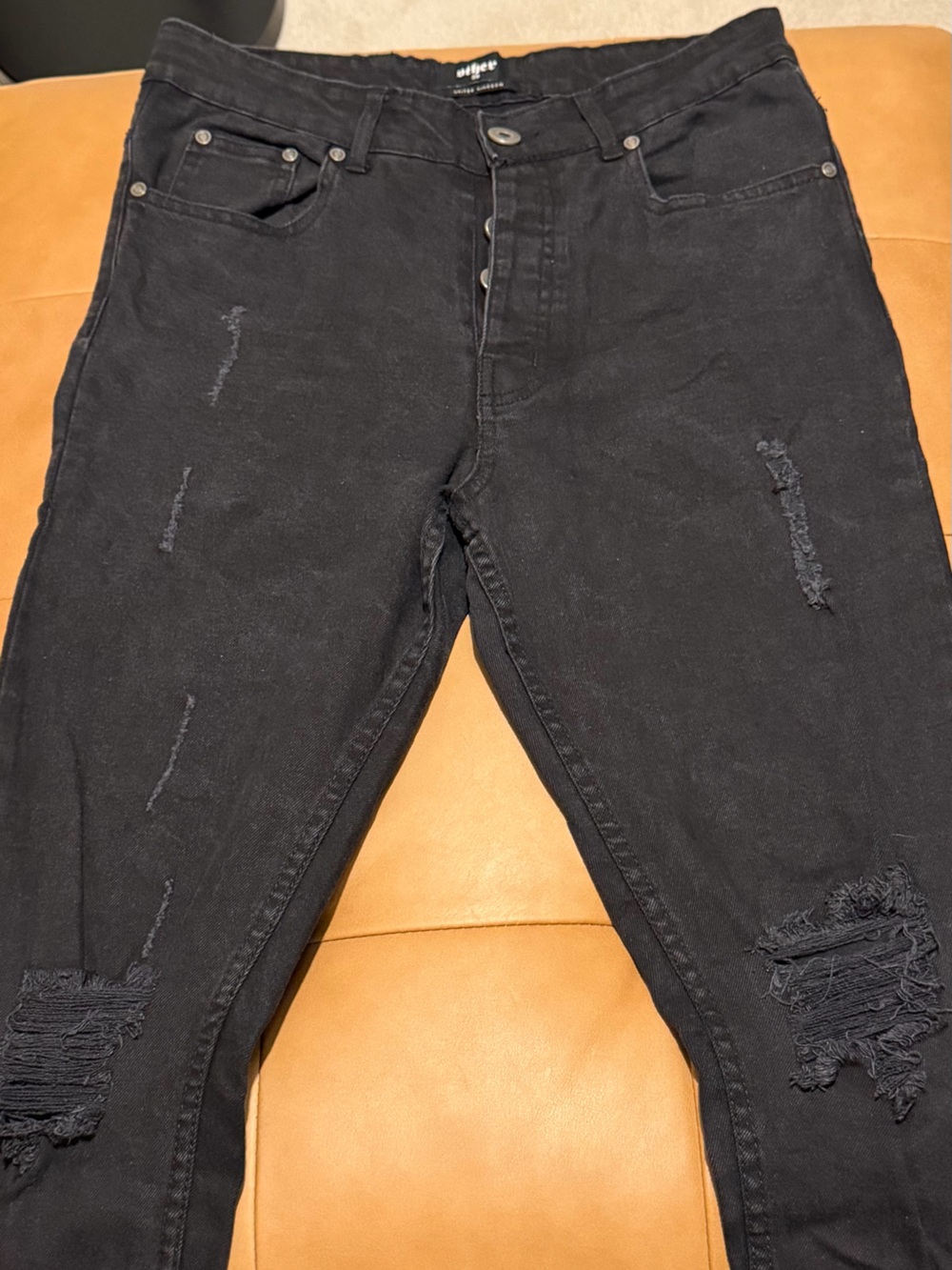 OTHER UK Men's Black Distressed Jeans